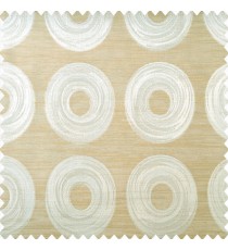 Beige and light brown color geometric circles design shapes texture layers with horizontal lines polyester main curtain